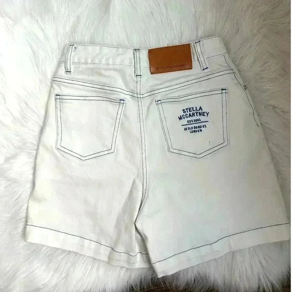 STELLA MCCARTNEY 23 Old Bond Street London Denim Shorts In White Wash - Picture 1 of 8